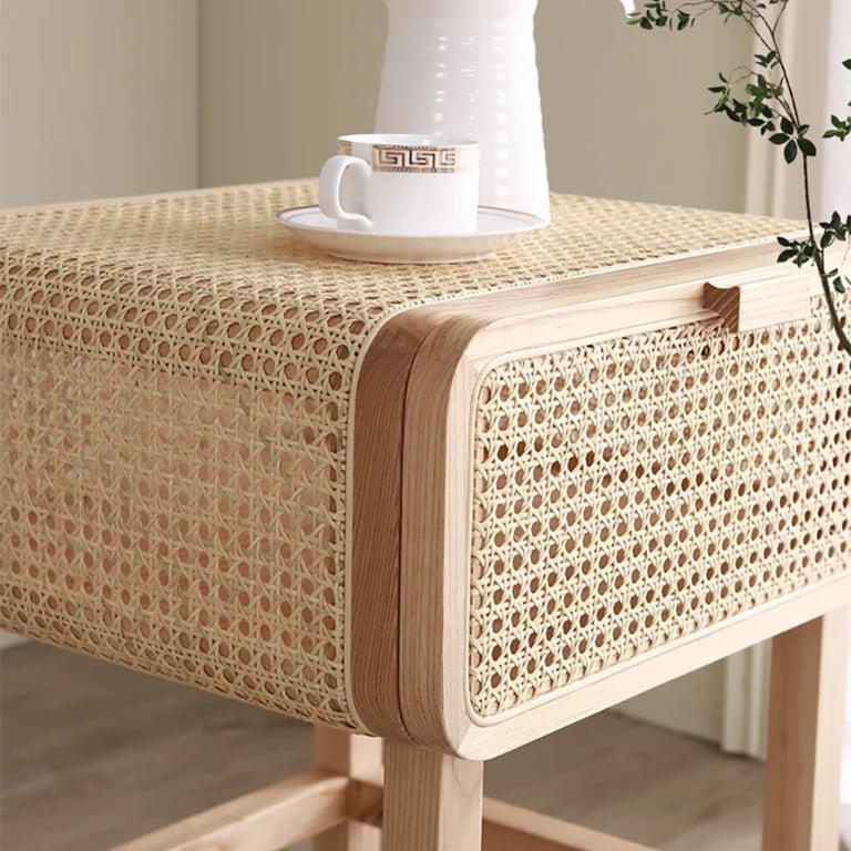Picture of Amélie - Natural Wood & Rattan Side Table