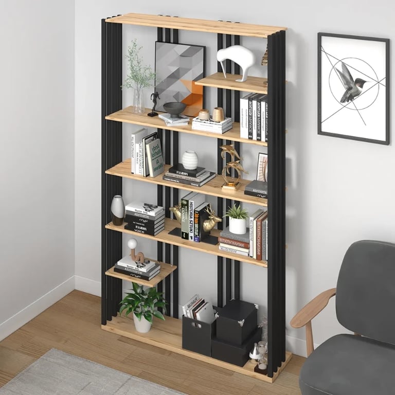 Picture of Paolo bookcase with shelves - natural wood