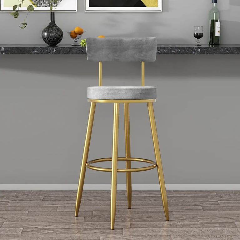 Élysée Bar Stool – Gold Frame with Padded Backrest