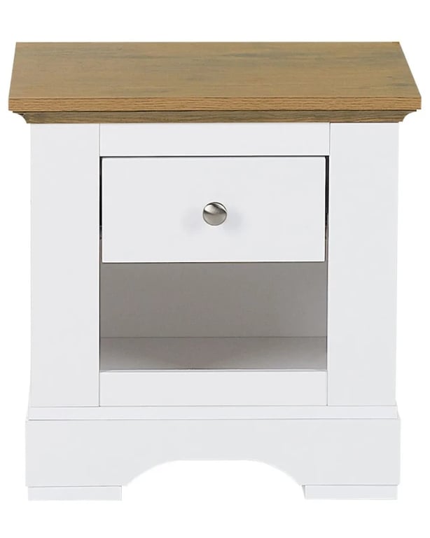 Savora Natural Wood Bedside Table – Drawer & Open Shelf