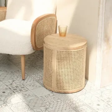 Picture of Hacki Natural Wood and Rattan Side table