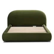 Genoa Upholstered Bed with Rounded Headboard – Natural Wood