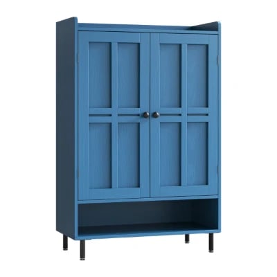 Mavine – Blue Natural Wood Shoe Cabinet