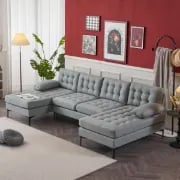 Picture of Guevara U-Shaped 3-Piece Sectional – Natural Wood Base