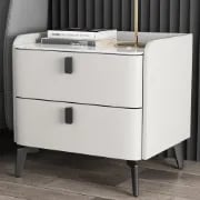 Terryé Nightstand – Natural Wood Design with Faux Marble Top
