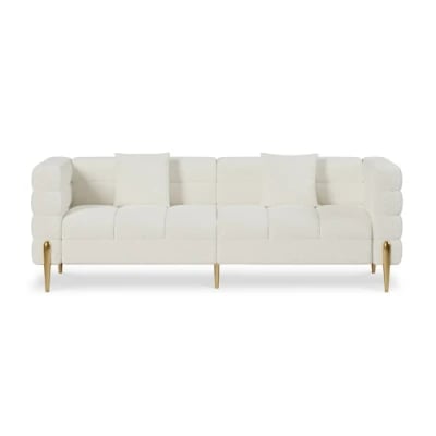 Lumière Sofa Set – 3-Seater Sofa & 2 Armchairs with Golden Metal Legs