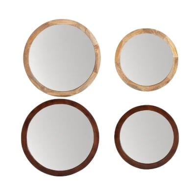 Amane Round Solid Wood Wall Mirror