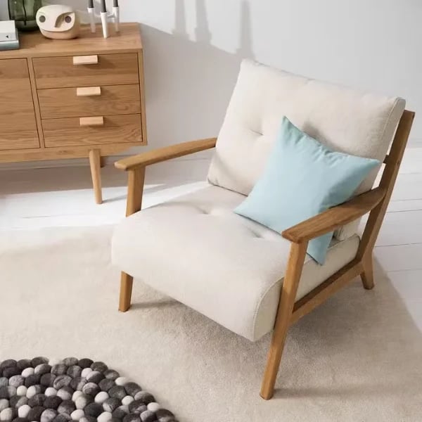 Picture of Casilo Natural Wood Armchair – Vintage Charm & Everyday Comfort