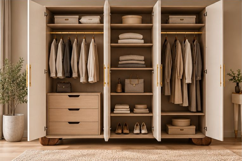Picture of Aurelio Natural Wood 4-Door Wardrobe – Contemporary Elegant Design