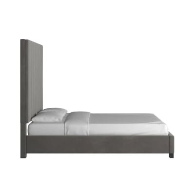 صورة ڤيلينا سرير خشب طبيعي – لوح رأس مبطن