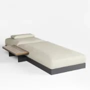 Picture of Lorigin Wooden Outdoor Lounger with side table - Natural wood