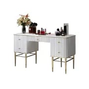 Vanity Dressing Table – Marble-Effect Top with Gold Legs