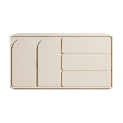 صورة أركا بوفيه خشب طبيعي – واجهة منحوتة بحواف ناعمة مستديرة