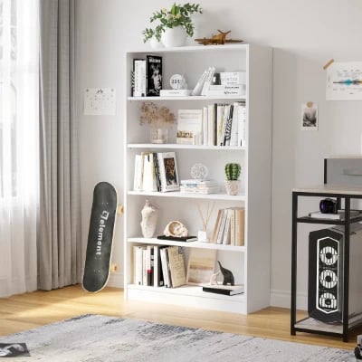 Cremorne – Modern White Natural Wood Bookcase
