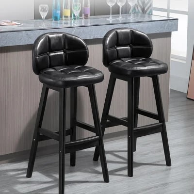 Picture of Rivano Bar Stool – Leather with Wooden Base