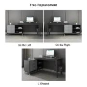 صورة أولتيك – مكتب منزلي خشب طبيعي بشكل حرف ال مع أدراج ورف