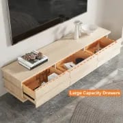 Rectangle Wood TV Stand in Nature Media Console with 3 Drawers