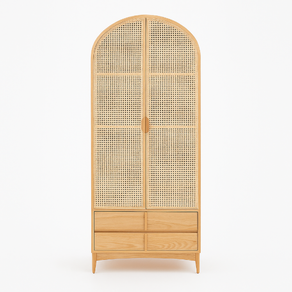 صورة دولاب جاباندي من الراتان - 2 باب وأربعه درج