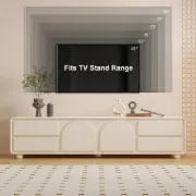 صورة وحدة تلفزيون أرايم من الخشب الطبيعي – بتصميم مقوّس وأدراج للتخزين