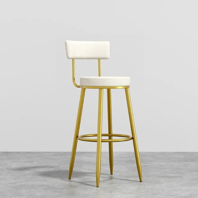 Élysée Bar Stool – Gold Frame with Padded Backrest