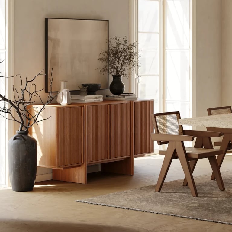 Picture of Tavora Natural Wood Sideboard – Fluted Door Design