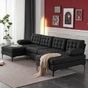 Picture of Guevara U-Shaped 3-Piece Sectional – Natural Wood Base
