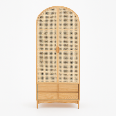 صورة دولاب جاباندي من الراتان - 2 باب وأربعه درج