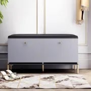 Arvo – Natural Wood Storage Bench with Gold Metal Legs
