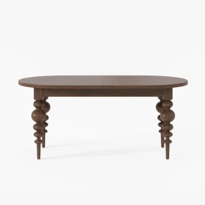 Picture of Elegant Black Oval Dining Table with Sculpted Legs