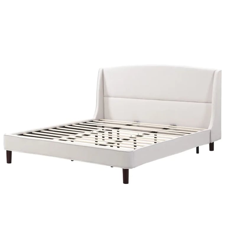 Monroe – Elegant Upholstered Bed with Natural Wood Frame