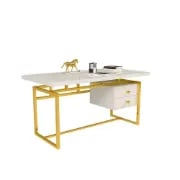 Alpha Gold Frame Desk - Natural wood.