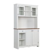 Dodwle Dining Hutch Classic Storage Cabinet with Glass Doors - Natural Wood