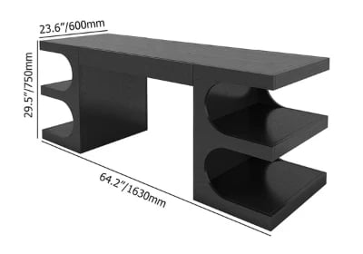 Picture of Henzie – Natural Wood Desk with Shelves & Drawer