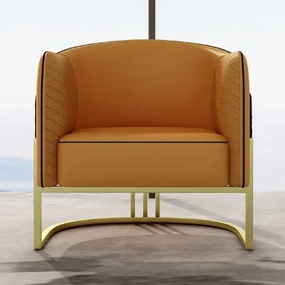 Picture of Zayra Accent Chair –  Leather with Gold Metal Base