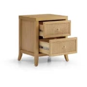 Rhea Natural woos & Rattan - Nightstand with 2 Drawers