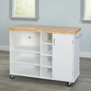 Moulden Small Kitchen Island with Wheels - Natural Wood