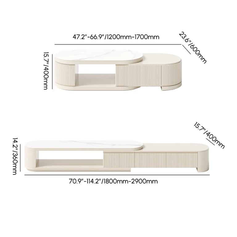 Picture of Levanto Set – Extendable TV Unit and Coffee Table with Marble-Effect Top