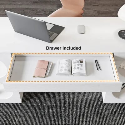 Picture of Henzie – Natural Wood Desk with Shelves & Drawer