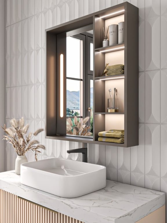 Picture of Cavea – Smart LED Bathroom Mirror Cabinet with Storage Shelves