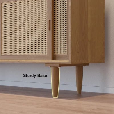 Renvo Sideboard – Natural Wood and  Rattan