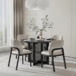 Table with 4 Upholstered Chair
