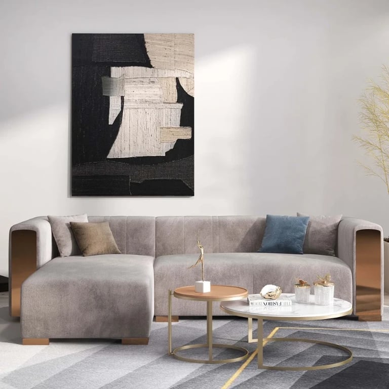 Picture of Luniva L-Shaped Sectional Sofa with Left Chaise – Gold Legs