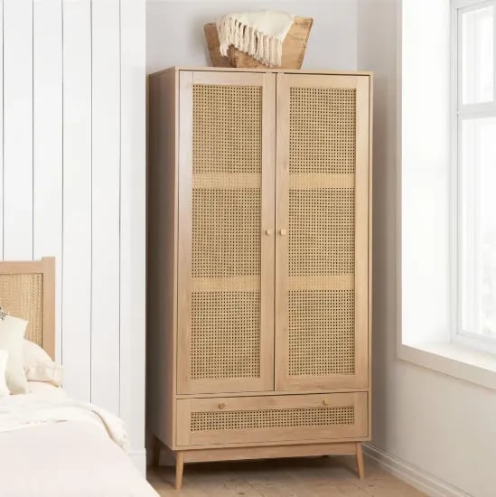 Picture of Celyn – Rattan 2-Door Wardrobe with Drawer