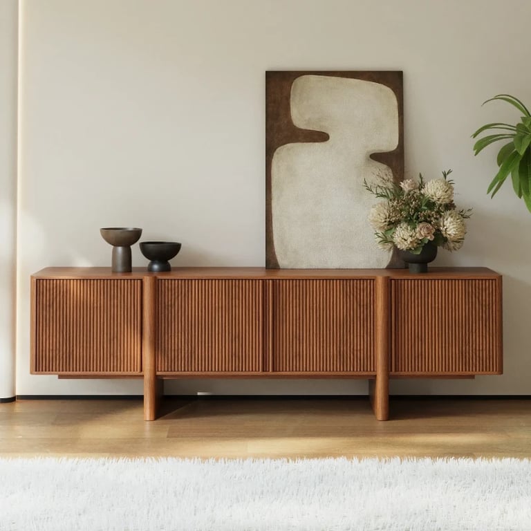 Picture of Tavora Natural Wood Sideboard – Fluted Door Design