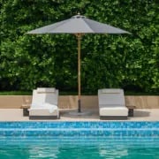 Picture of Lorigin Wooden Outdoor Lounger with side table - Natural wood