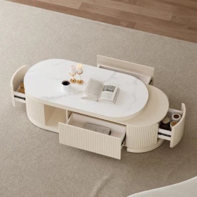 Picture of Eclipse Oval Extendable Coffee Table – Natural Wood