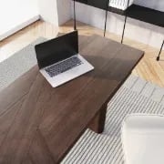 صورة كورڤين – مكتب خشب طبيعي على شكل ال مع درج