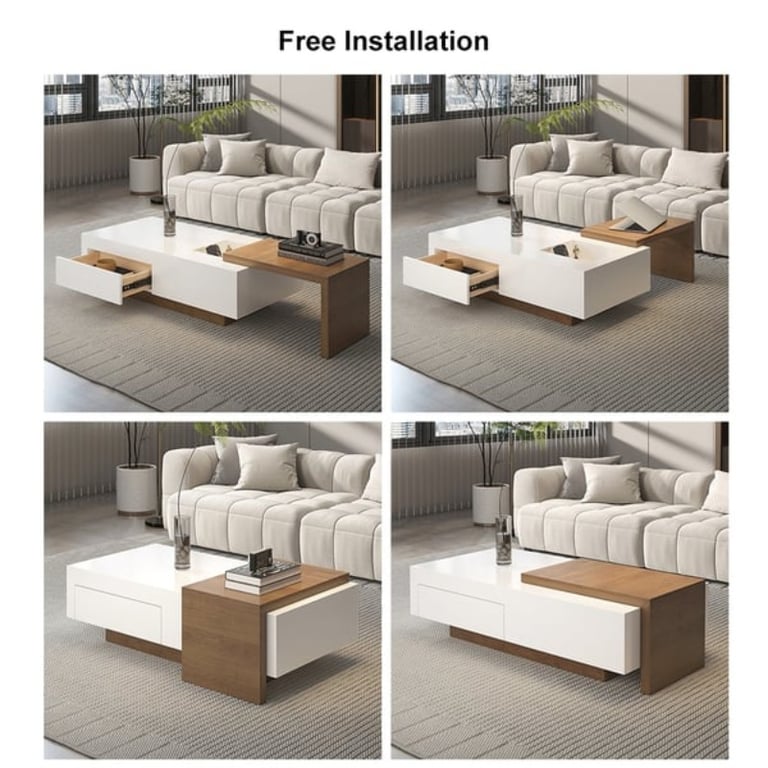 Picture of Crova Natural Wood Coffee Table-Sliding Storga