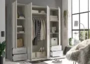 Picture of Provalo three-door wardrobe with four drawers Natural wood