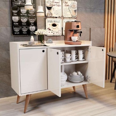 Varello – Modern Coffee Corner Cabinet with Natural Wood Legs